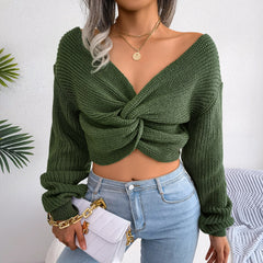 Kiera - Green Twisted Ribbed Crop Top - Model Mannequin