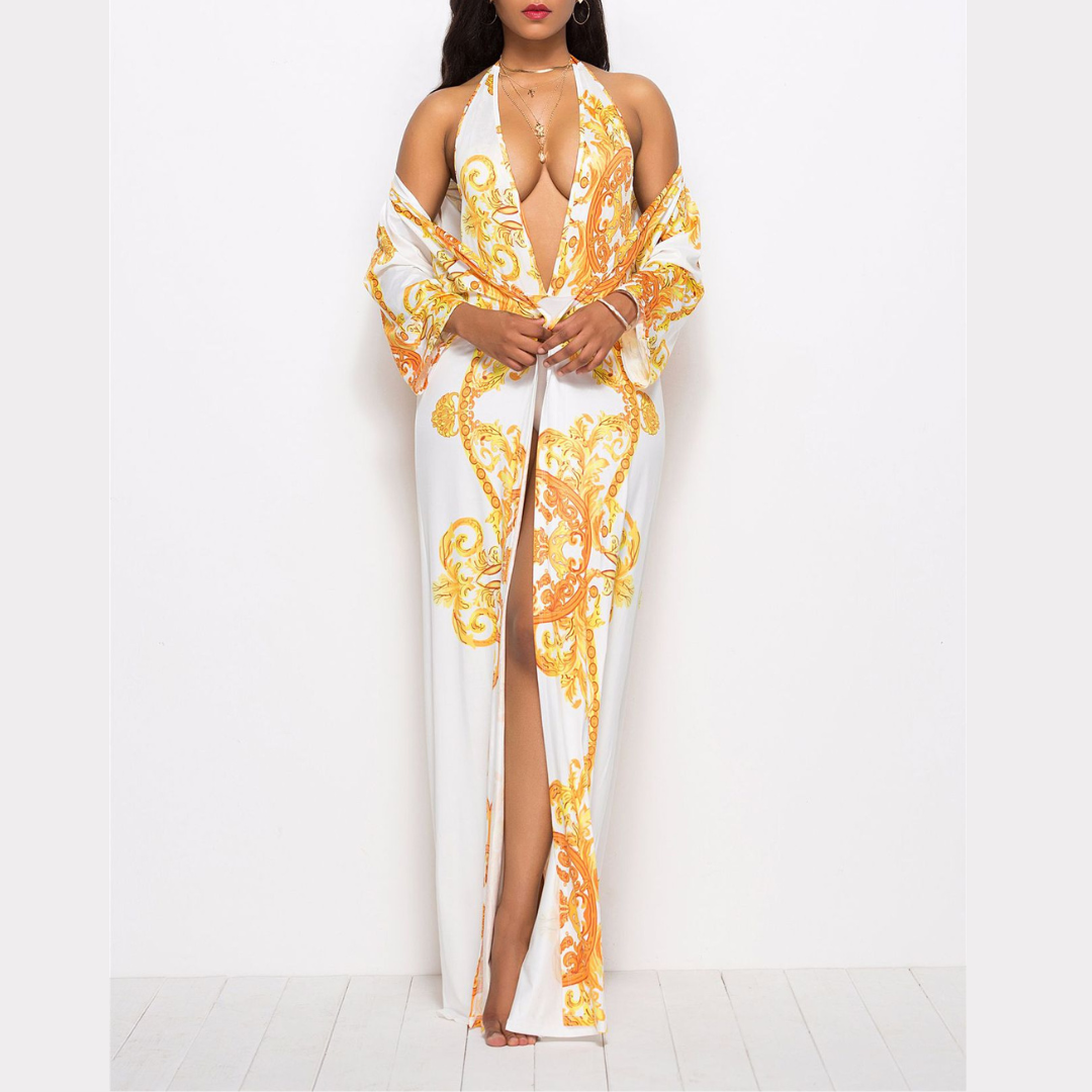 Two Piece Baroque Design Swimsuit Set - Model Mannequin