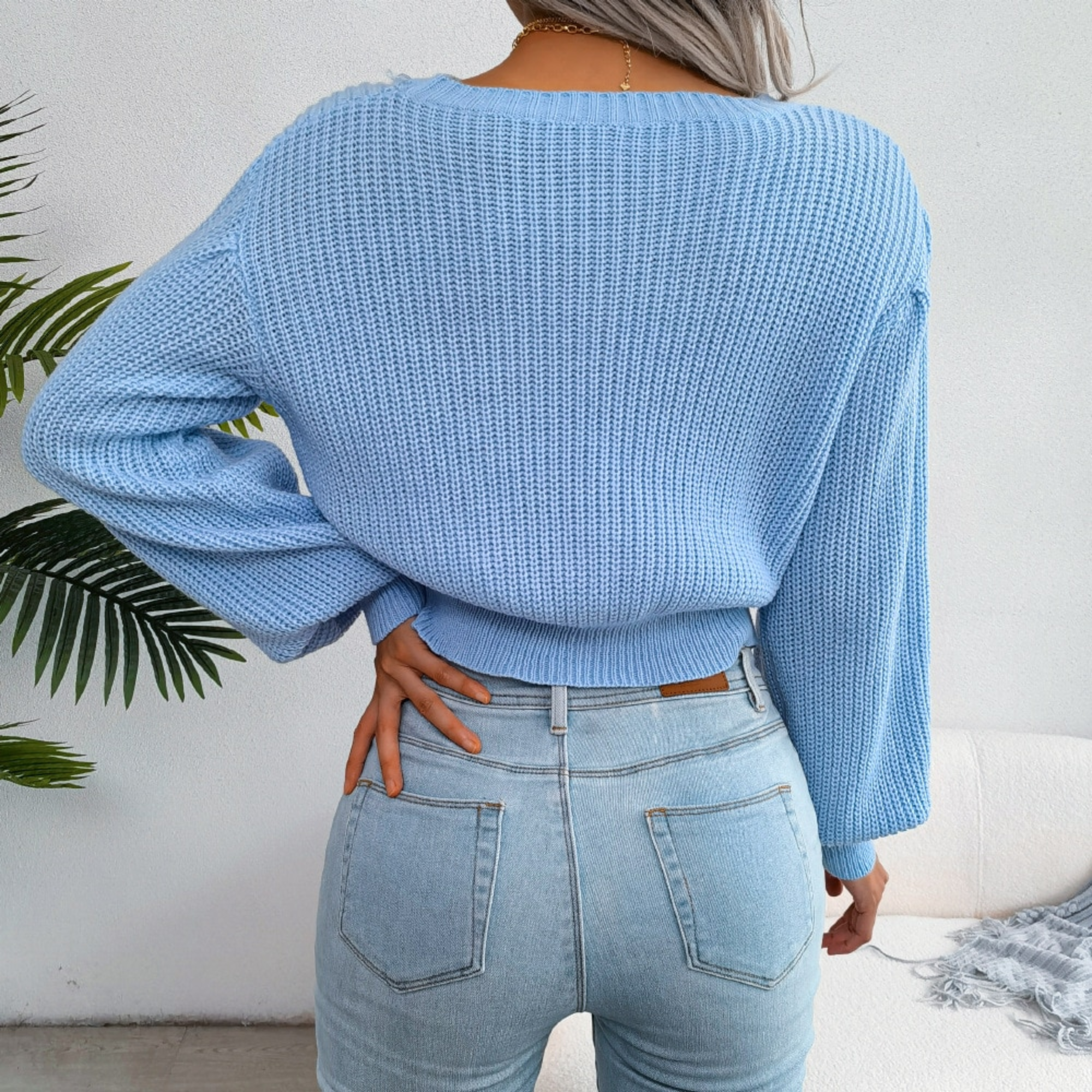 Ryder - Blue Braided Knit Top - Model Mannequin