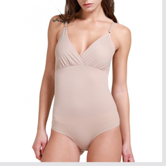 Black V-Neck Shapewear Slimming Bodysuit - Model Mannequin