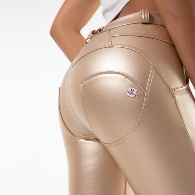 Cheeky Gold PU Butt Lift Pants - Model Mannequin