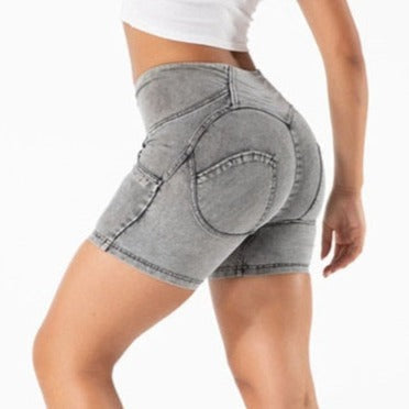 Cheeky Gray High Waist Butt Lift Shorts - Model Mannequin