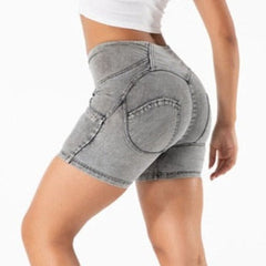 Cheeky Gray High Waist Butt Lift Shorts - Model Mannequin