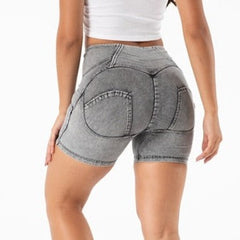 Cheeky Gray High Waist Butt Lift Shorts - Model Mannequin
