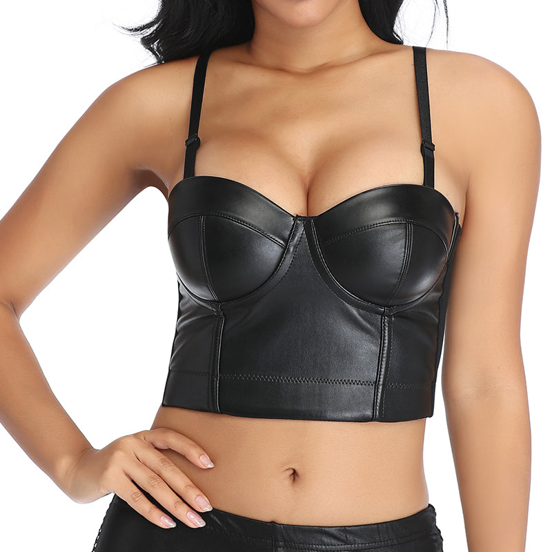 PU Faux Leather Bralette Top