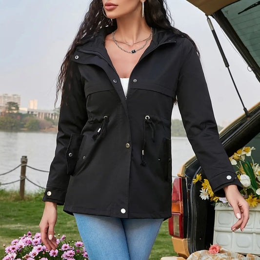 Aurelia Black Hooded Coat – Modern Function Meets Everyday Elegance