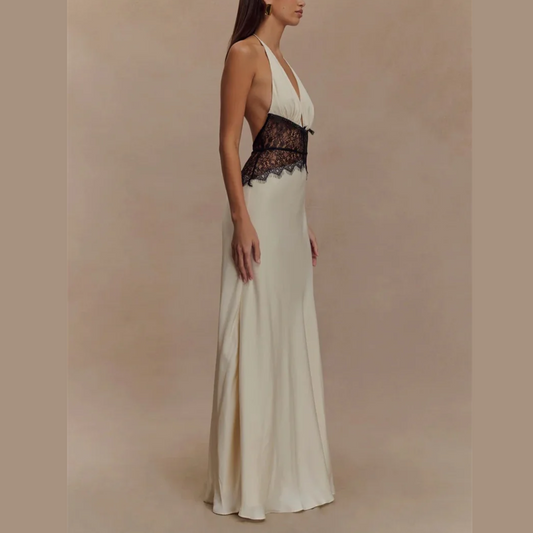Saide Halter Gown with Lace Accents – Timeless Elegance for Every Occasion | Model Mannequin