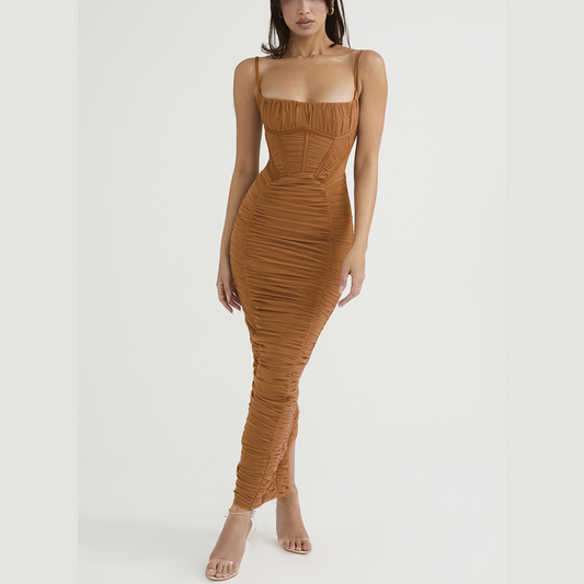 Hope - Ruched Corset Bodycon Maxi Dress: Elegance and Confidence Redefined