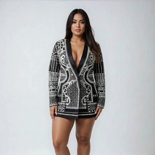 Novalie Embellished Pearl & Bead Blazer – Luxe Statement Fashion