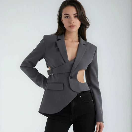 Umara Cutout Buckle Blazer – Bold Tailoring with a High-Fashion Edge