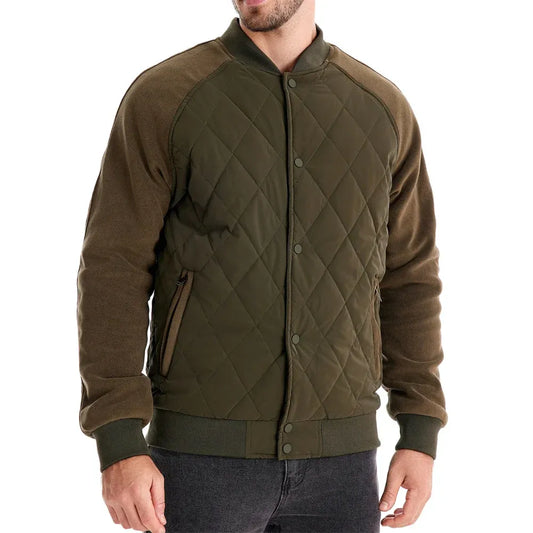 Tharvion Quilted Panel Zip-Up Jacket for Men | Lightweight Modern Style