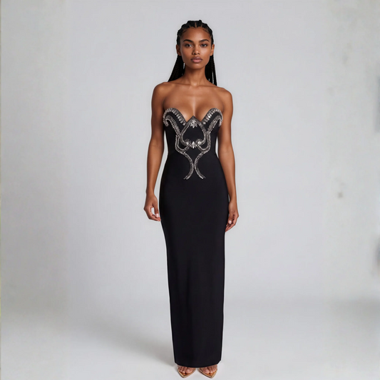 Maevienne Crystal Strapless Bandage Evening Dress for Women