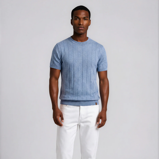 Vaelorin Ribbed Knit Short Sleeve Crew Neck Top: The Refined Everyday Essential