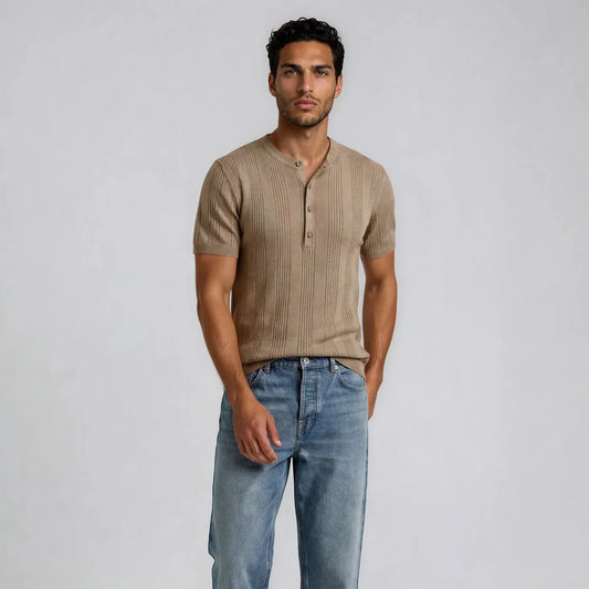 Caelric Textured Knit Long Sleeve Men’s Top – Modern Fit & Everyday Comfort