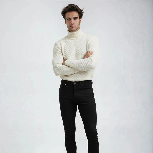 Jett Men’s Textured Knit Turtleneck Sweater – Classic Warmth & Modern Style