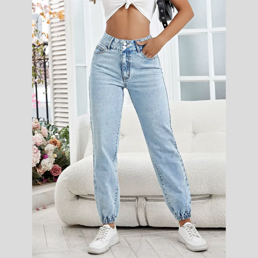Shaka Blue High Waist Denim Pants – Effortless Style with All-Day Comfort