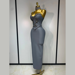 Avelyne - Embellished Strapless Bandage Dress