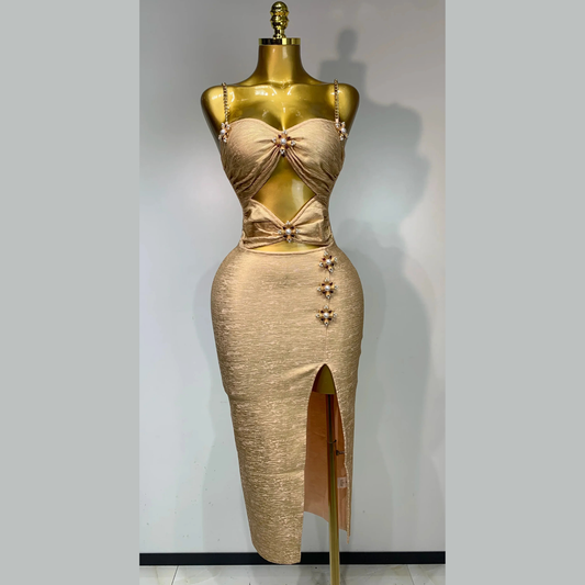 Cyravelle – Crystal Embellished Bandage Evening Dress