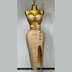 Cyravelle – Crystal Embellished Bandage Evening Dress
