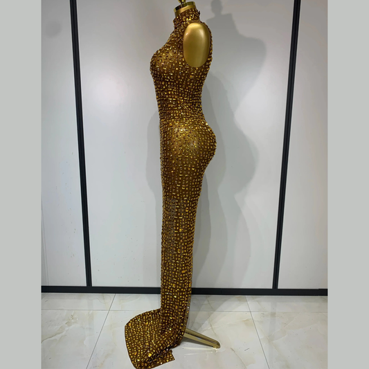 Aureliax – High Neck Crystal Rhinestone Gown