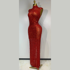 Aureliax – High Neck Crystal Rhinestone Gown