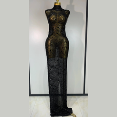 Aureliax – High Neck Crystal Rhinestone Gown