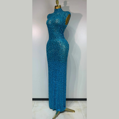 Aureliax – High Neck Crystal Rhinestone Gown