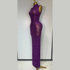 Aureliax – High Neck Crystal Rhinestone Gown