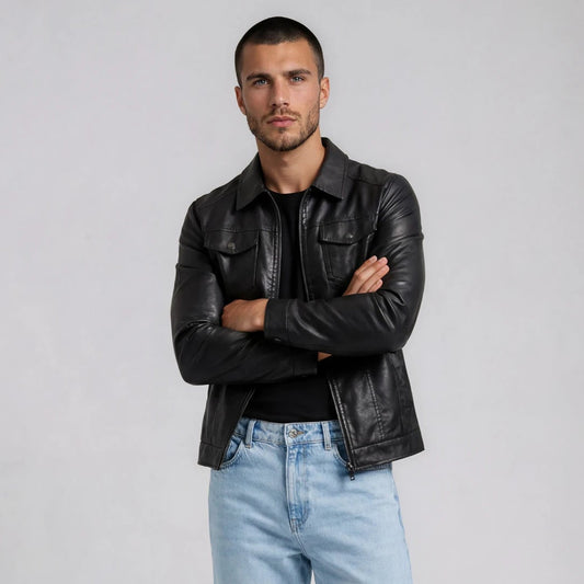 Darian – Classic Black Faux Leather Jacket
