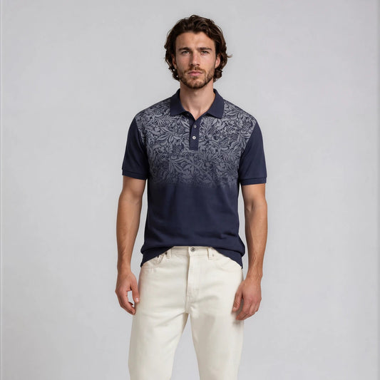Zephron – Floral Panel Polo Shirt