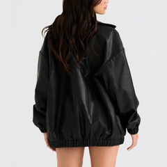 Ainara - Black Faux Leather Jacket