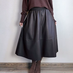 Celestina - Faux Leather A-Line Midi Skirt