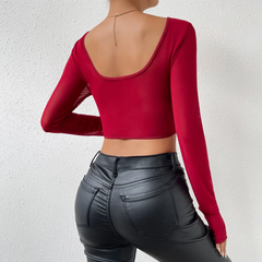 Ginevra - Red Sheer Mesh & Lace Crop Top
