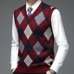 Atticus - Men's Argyle Knitted Sweater Vest