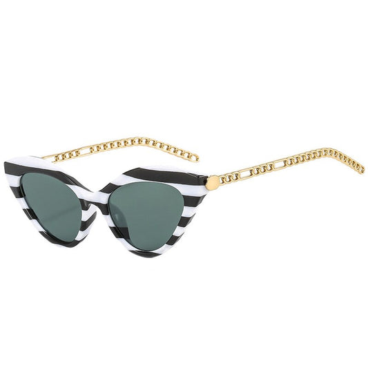 Retro Cat Eye Metal Chain Frame Sunglasses
