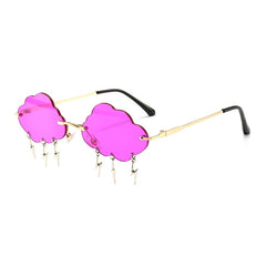 Rimless Cloud Sunglasses With Lightening Tassels - Model Mannequin