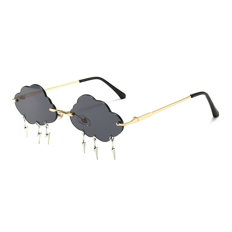 Rimless Cloud Sunglasses With Lightening Tassels - Model Mannequin