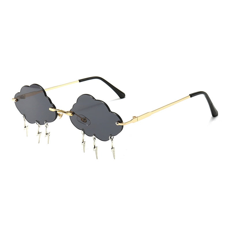 Rimless Cloud Sunglasses With Lightening Tassels