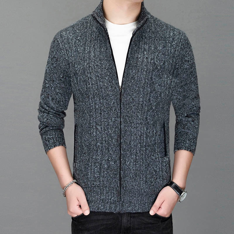 Gian - Knitted Zip Front Cardigan