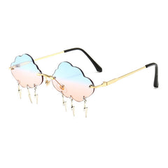 Rimless Cloud Sunglasses With Lightening Tassels - Model Mannequin