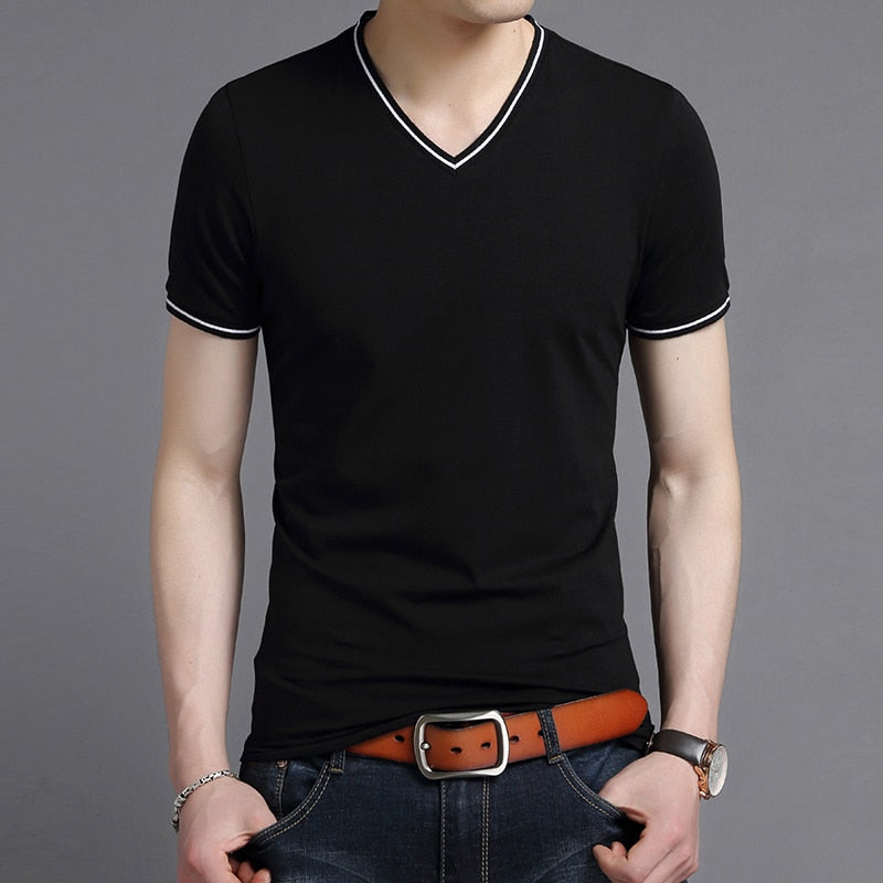 Elio - V Neck Solid T-Shirt - Model Mannequin