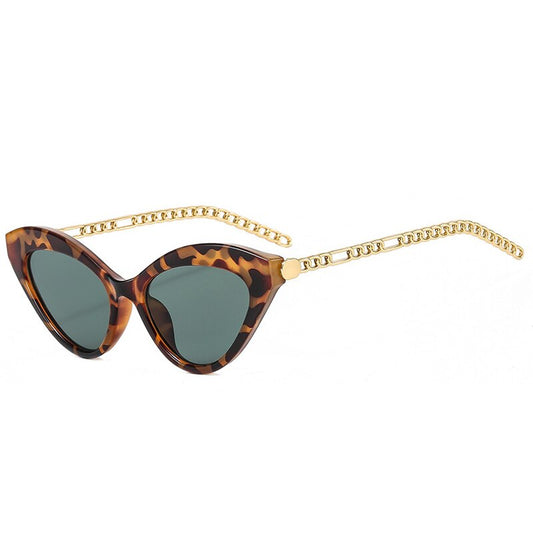 Retro Cat Eye Metal Chain Frame Sunglasses