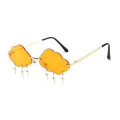 Rimless Cloud Sunglasses With Lightening Tassels - Model Mannequin