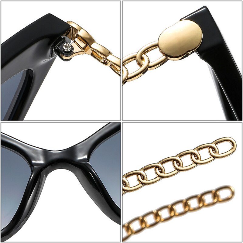 Retro Cat Eye Metal Chain Frame Sunglasses