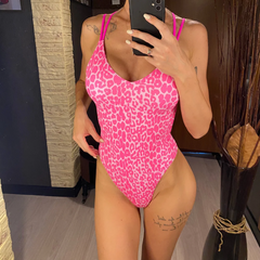 Helena - Pink Leopard Print One Piece Swimsuit