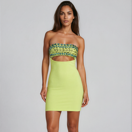 Zoravine – Crystal Cutout Bandage Dress