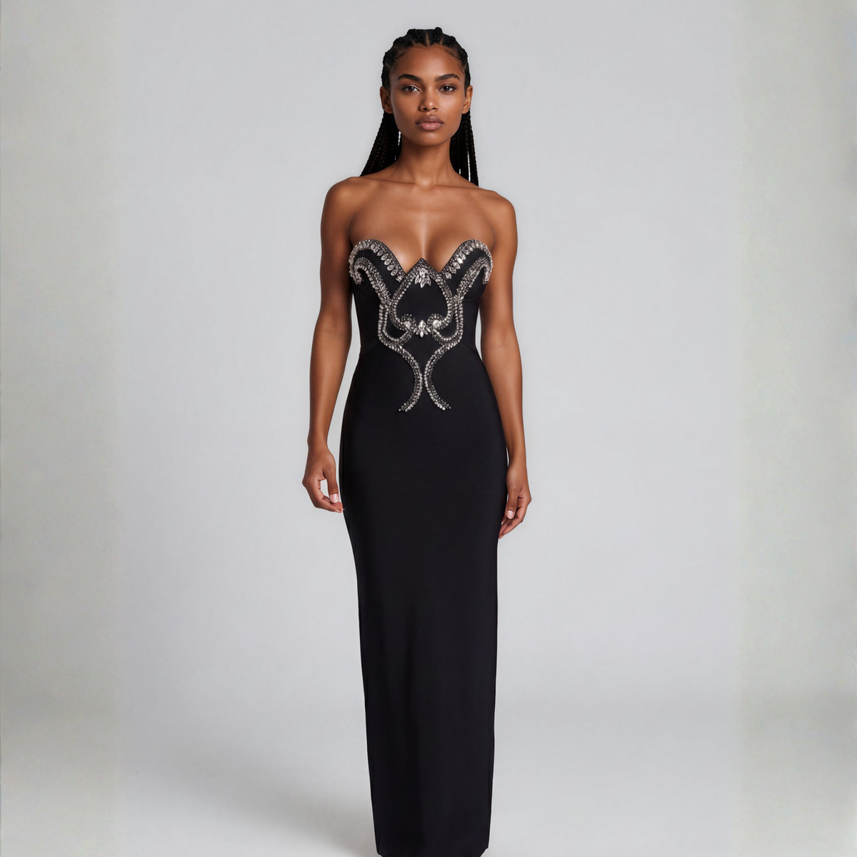 Maevienne – Crystal Strapless Bandage Evening Dress