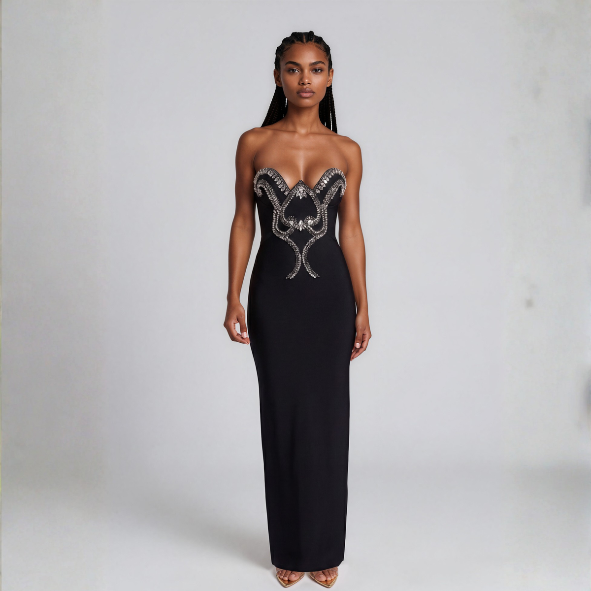 Maevienne – Crystal Strapless Bandage Evening Dress
