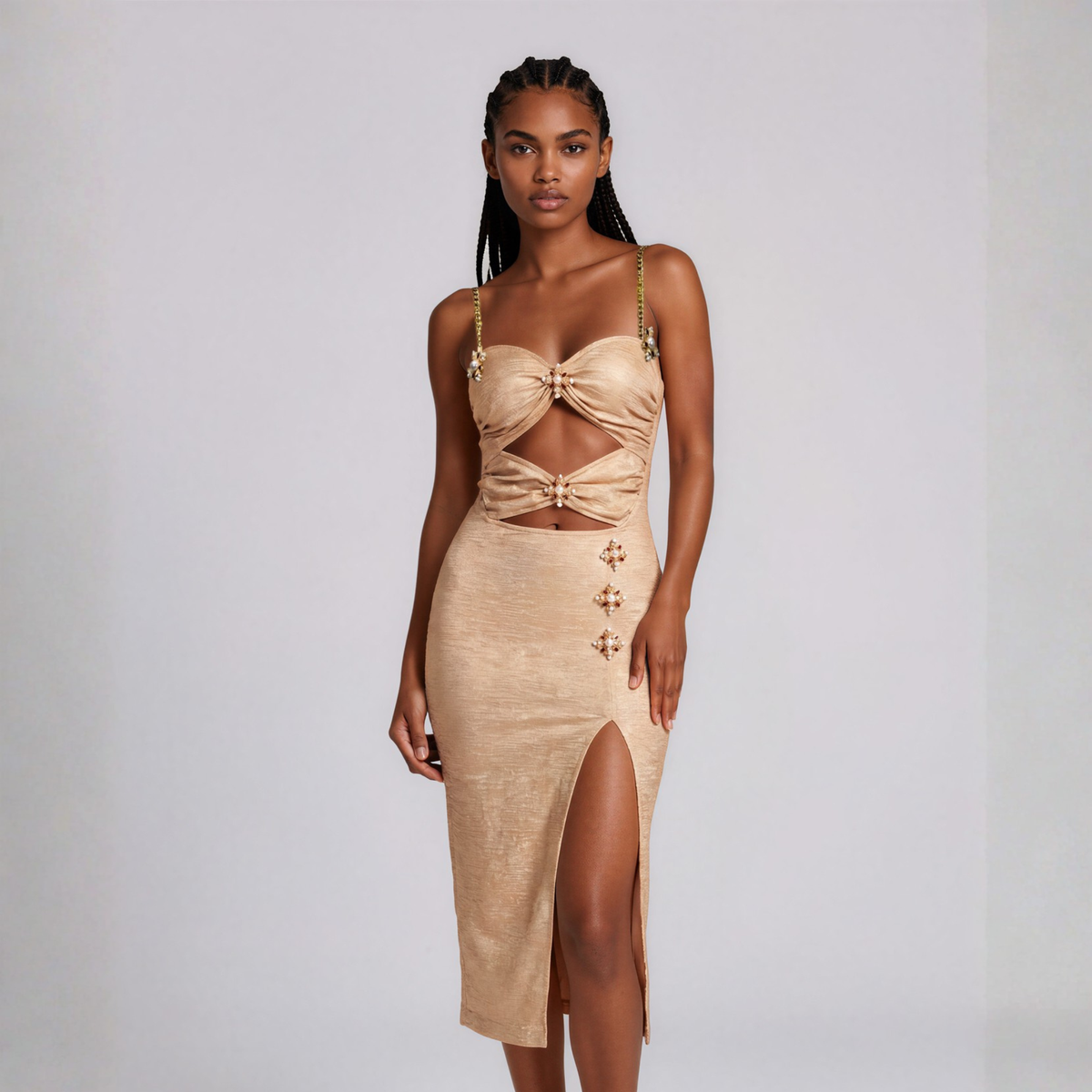 Cyravelle – Crystal Embellished Bandage Evening Dress