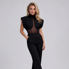 Elvarine – Sheer Sculpted Shoulder Bodysuit Top